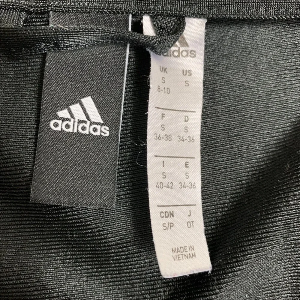 Adidas Jacket Women Small Black White Track Stripes Athletic Sports Zip Casual - Picture 8 of 12